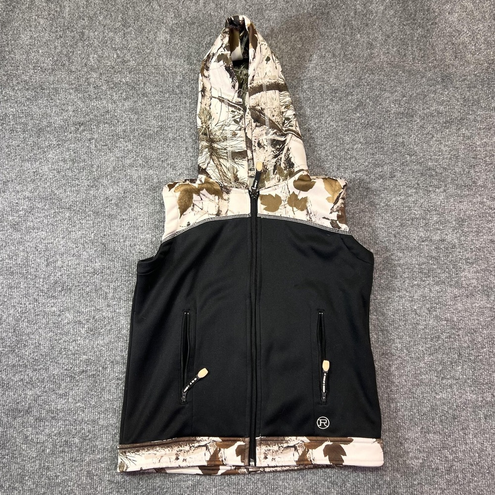 Roper Camo Hooded Vest Kids XL Softshell Full Zip Lined Pockets Hunting Outdoor